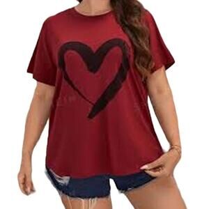 SHEIN LUNE Plus Heart Print Tee 1XL